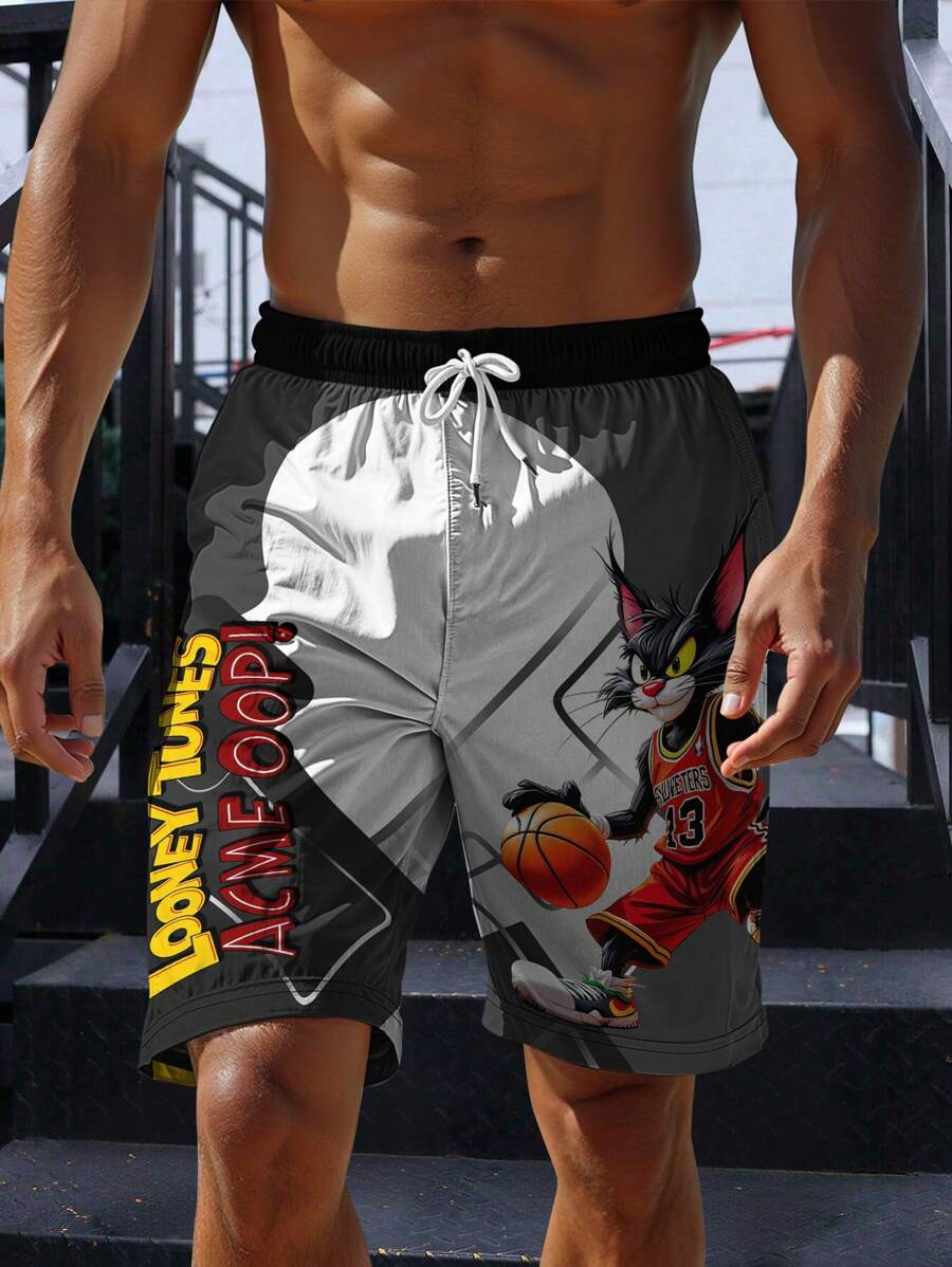 1 Stück Herren modische, locker sitzende 3D Grafik Muster Shorts mit Kordelzug, leicht und atmungsaktiv, lässiger Heim-Stil, geeignet für Straße, Laufen, Wandern, Reisen, Strand, Party & Urlaubsgeschenke