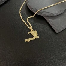 1pc Haiti Map Necklace Pendants For Women Girls,Gold Color Ayiti Jewelry Map Of Haiti