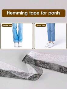 1pc 25/64M Double-Sided Non-Woven Fabric-Lined Tape, Seamless Design, For Iron-On Edging Tape, Stitch Witchery Sewing Tape, Heat-Sealable Adhesive Tape For Magical Mesh, Suitable For Curtains, Pants, And Clothing. Iron-On Hem Tape For Edge Shortening And Repairing Pants, Hats, And Clothing, A DIY Sewing Tool (1/1.5/2/3 Cm). - 25M (27 Yards) - View 8