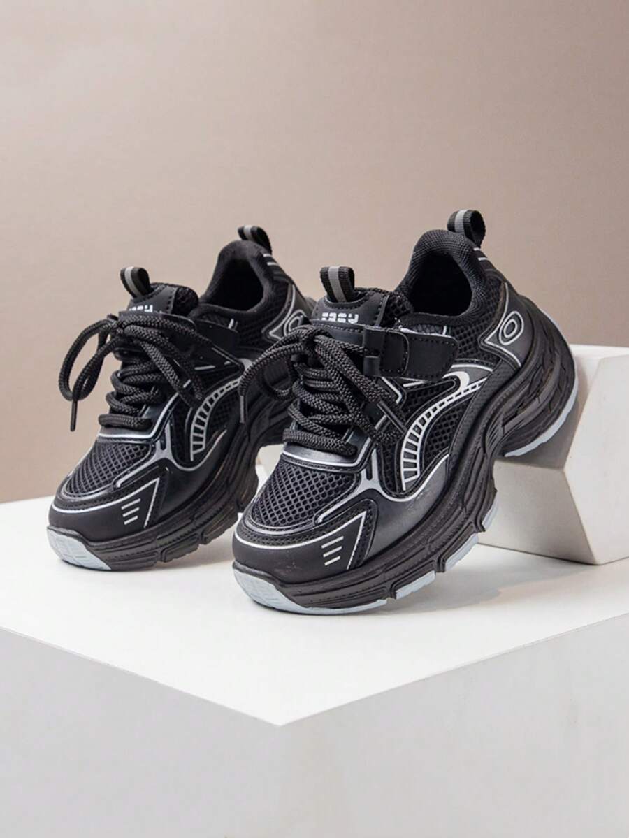 女童厚底运动鞋春夏新款儿童运动鞋，透气软底男童跑步鞋，防滑钩环扣休闲鞋，适合幼儿/小孩/大童，学校/校园