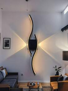 1 pieza Lámpara de pared minimalista y creativa para dormitorio, luz de lectura de mesilla, aplique de cuadrícula para sala de estar, lámpara lineal larga para pasillo, luz de techo para decoración de escalera