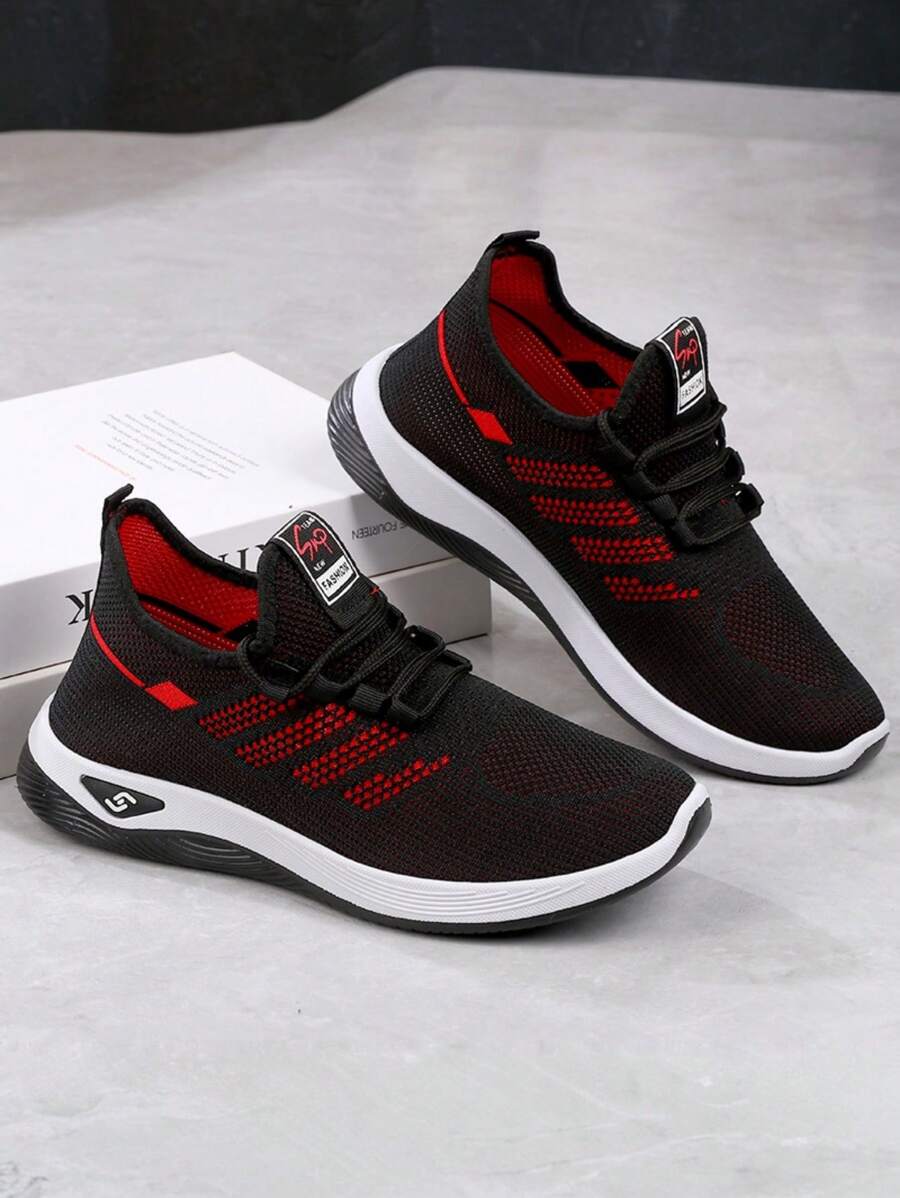 Contrast Stripe Soft Bottom Breathable Running Shoes, Low-Top Lace-Up Casual Fashion Height Increasing Running Sneakers 2000s Style Valentine's Day Ideas