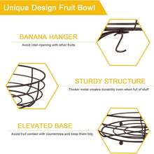 2-Tier Fruit Basket Bowl With Banana Hangers For Kitchen Counter, Fruits Stand Holder Organizer, Detachable Organizer For Vegetable And Fruit Bread Snack Produce Storag, Christmas, Festival, New Year's Gift - 黑色 - 查看 6