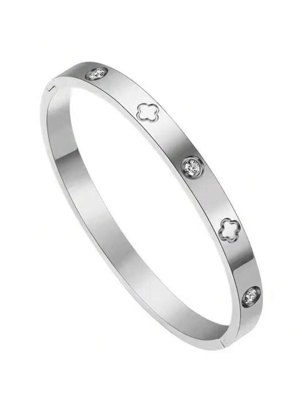 1pc Luxury Minimalist Zirconia Flower Design Women Jewelry Bracelet