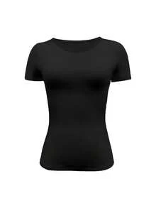 Women's Summer Slim Fit Sleeveless Solid Color Tank Top, Black, Versatile Camisole - Black - View 5
