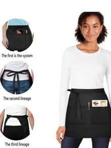 1pc Waist Apron With Pocket, Short Waist Apron For Bar Restaurant, Fashion And Practical Modern Minimalist Work Apron For Bar Restaurant Waiters - Multicolor - View 4