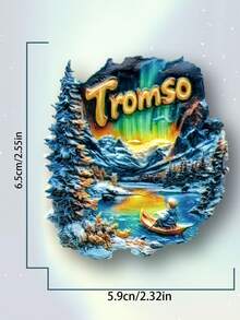 1 件挪威、冰岛、芬兰简约美丽冬夜极光磁性冰箱贴，旅行纪念品家居装饰 - 彩色 - 查看 6