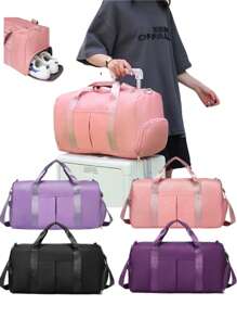 1pc Large Capacity Training Bag Travel Bag With Dry-Wet Separation, Shoe Compartment, Shoulder Strap And Hand Carry Suitable For Camping, Traveling, Sports, Fitness