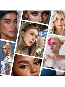 6 张带雀斑的全息贴纸；心形雀斑纹身贴纸；闪光贴纸；防水临时纹身贴纸；带有闪光星星心形圆点图案；派对节日日常化妆品，美容增强。 - 彩色 - 查看 7