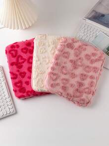 心形毛绒笔记本电脑内胆包，甜美平板电脑袋，适用于 11 英寸/13 英寸/15 英寸笔记本电脑，适合学校使用的学校用品包，适合女士使用的笔记本电脑包， 书包 - 彩色 - 查看 1