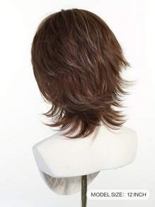 12 Inch Short Mullet Head Wigs With Bangs Synthetic Straight Women Brown Short Hair Wig For Daily Party Cosplay Wigs(Pay Attention To How You Wear And Care For It,Due To Lighting And Angle During Photography, The Actual Product May Have Slight Color Differences Compared To The Images.)