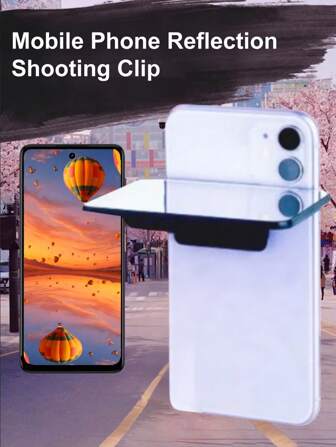 Sky Mirror mobiele telefoon reflectie opnameclip, smartphone selfie reflector, verstelbare mobiele telefoon reflectie opnameclip, spiegel reflectie telefoonclip voor alle telefoons, buiten reizen telefoon reflectie opname