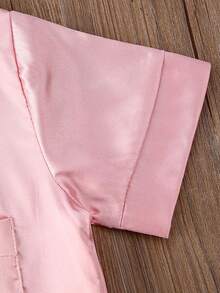 Toddler Baby Kids Silk Satin Pajamas Long Sleeve Button-Down Top Pant Sleepwear Nightwear Girls Boys Pjs - 粉色 - 查看 6