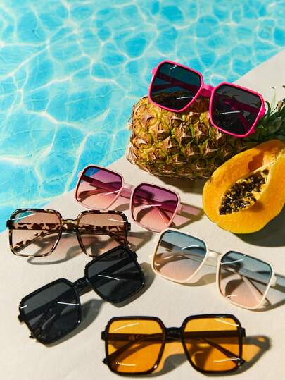 Tropiscape 3副复古方形时尚眼镜，经典款式，适合运动、旅行、节日、海滩、驾驶、郊游、度假、街头、运动、钓鱼、户外活动、派对等场合，营造度假氛围，放松身心，适合秋季、圣诞节、冬季等各种场合，也是圣诞礼物的理想之选。