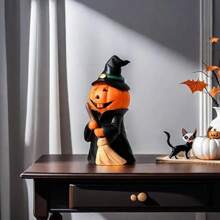 3 pièces Décoration créative d'ornement en résine de citrouille démon d'Halloween, statuette de sorcière de citrouille de bureau pour la décoration de la pièce. Décorations d'Halloween, fête de vacances d'Halloween, décoration d'automne, cadeaux pour les gens.