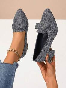 Tocuri înalte pentru femei, culoare solidă, cu fundă groasă, elegante, confortabile, cu vârful ascuțit, potrivite pentru primăvară/toamnă, ocazii formale, petreceri, dansuri - Gri - Vizualizare 1