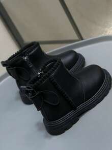 2025秋冬新款女童皮踝靴，英伦休闲风 - 黑色 - 查看 5