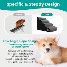 New Dog Stairs For All Dogs, 20.5" H 4 Step Curved Dog Ramp For High Bed And Couch, Foam Dog Ramp   Non-Slip Waterproof Fabric Cover, Pet Stairs For Pets Joints, Grey - 灰色 29.1x 16.5x 20.5 - 查看 6