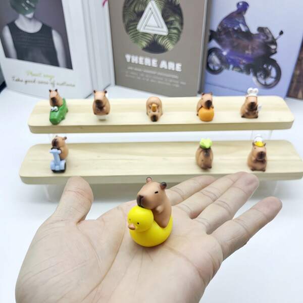 1pc/9pcs Handmade Capybara Decoration, Versatile Mini Landscape Doll, Q-Version Figurine, Desktop Ornament, Car Decor, Party Favor, Birthday Gift, Holiday Present, Suitable As Small Gift Doll