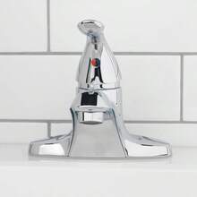 Grifo de baño de 4" centrado de un solo mango con ensamblaje de válvula emergente en cromo - Multicolor - Ver 5