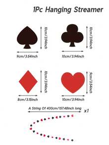 4m Poker Theme Party Decoration Pendant, Birthday Party Backdrop Decoration Banner, With Poker Card Garland Decoration - Multicolor - View 5