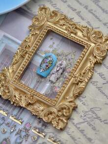 1 Sheet Metal Flower Frame Nail Art Stickers DIY Crystal Decoration Gothic Geometric Pattern Self Adhesive Slider Nail Charm Stickers - Multicolor - View 7