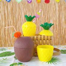 1pc 500ml Hawaiian Pineapple Coconut Fruit Shaped Juice Cup, Drinking Water Glass Tropical Summer, Beach, Pool Party Decor (Straw Not Included)
