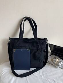 1个时尚休闲纯色大容量零钱包手提包，适合大学/学院教室/通勤/工作/节日/度假/假日，适合女性、职场新人、白领、女孩、大学生、女士等。 - 黑色 - 查看 9