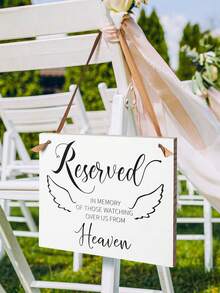 Reserved Wedding Sign (Wooden) - In Memory Of Departed Parents, Celebrating Their Wedding In Heaven, Ceremony Seating Banner (Eucalyptus) - White - View 5