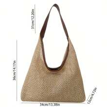 Casual Woven Shoulder Bag, Summer Beach Straw Handbag, Fashionable Chic Beach Travel Grass Woven Bag