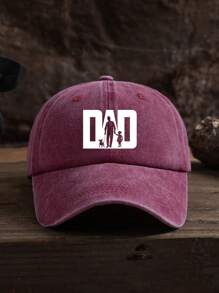 1 Stück Herren Outdoor lässige Mode "DAD" Silhouette Hund spazierengehen Grafik weich & atmungsaktiv verstellbare Baseballkappe, geeignet für den täglichen Gebrauch