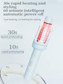 Auto Hair Curler And Straightener 2 In 1, 32mm Automatic Curling Iron With 4 Temperature, Automatic Shut-Off, Anti-Scald Rotating Curling Wand For Hair Styling, Blue