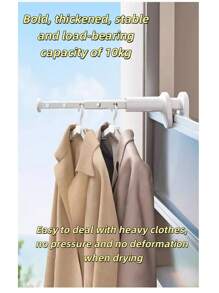 1pc Best Selling New Model 2025 White Travel Retractable Clothes Drying Rack, Foldable Multi-Function Balcony Drying Stand For Hotel/Home, Portable Extendable Laundry Hanger