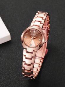 1pc Women's Fashion Minimalist Rhinestone Decor Calendar Dial Quartz Wrist Watch, Elegant Classic, No Watch Box Included