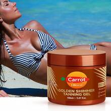 Hllozzi 150毫升胡萝卜金珠光自助美黑凝胶 | 美黑加速剂 | 不油腻，防水，富含胡萝卜和维生素E，滋养保湿 | 打造自然健康的古铜色光泽 - 紅木色 - 查看 2