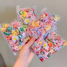 20-Pcs Cute Flower Hair Ties For Women And Girls - Simple Floral Elastic Hair Bands With Fruits And Animals Details, Plastic Material, Versatile For Ponytails And Hairstyles