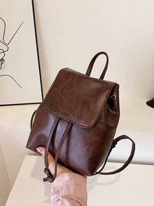 South Korea Large Capacity Pu Backpack Niche Simple Artistic Style Bunches Drawstring Backpack Classic Holiday Travel Office Workers Suitable For Bags, School Backpackback To School Essentials, School Supplies, School Bag, Backpack For School, Back To School Backpack, School Bookbag, Big Backpack, Backpack School, Back To School Bags, Waterproof, Lightweight, Portable, Business Casual, Suitable For Teen Girls Women College Students, Teacher, White-Collar Workers, Perfect For Back To School, First Day Of School, College, Work, Business, Commute