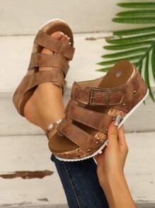 Plus Size Women Summer Open Toe Casual Thick Bottom Platform Wedge Sandals