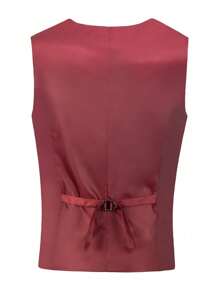 Gilet da uomo da abito formale con tasche, tinta unita, per affari, feste, matrimoni, colore bordeaux, taglie dalla XS alla 3XL