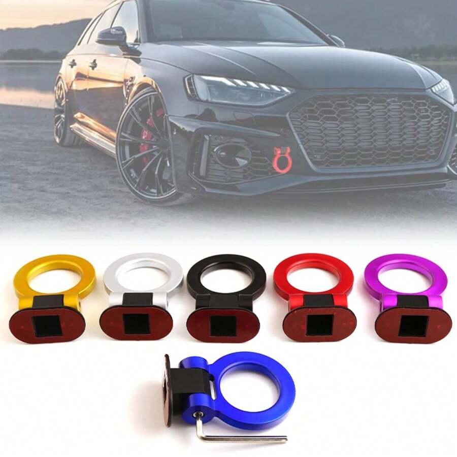 Ganchos de remolque de estilo ABS para coche, pegatina decorativa para coche, remolque delantero trasero, simulación de anillo de carreras, gancho de remolque para vehículo para OBRN - Negro A - Ver 1