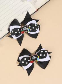 2 件/包 返校波点蝴蝶结、ABC 黑板树脂发饰、女孩蝴蝶结发夹 - 彩色 - 查看 9