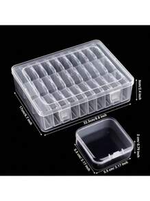 30/20/14 Small Boxes+1 Large Transparent Plastic Storage Box Set, Suitable For Storing Jewelry, Crafts, And Office Supplies, With A Covered Transparent Desktop Storage Box