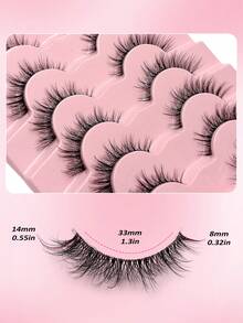 7对Asiteo自然猫眼假睫毛，外观逼真，打造自然3D蓬松猫眼妆效，仿貂毛全条假睫毛，适合日常场合。