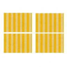 4 件黄色条纹餐垫，矩形亚麻布装饰桌垫，餐厅、厨房、派对餐垫 - 黃色 - 查看 6