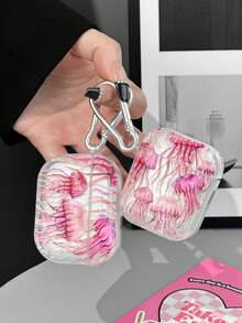 Vỏ hộp đựng tai nghe hình sứa hồng lãng mạn, Vỏ hộp đựng tai nghe họa tiết đại dương, Vỏ hộp đựng tai nghe trong suốt có 1 móc treo hộp đựng tai nghe, Tương thích với vỏ hộp đựng AirPod, Tai nghe, Pro (Thế hệ thứ 2), 3, Pro, 1/2, 4 - Nhiều màu - Xem 4