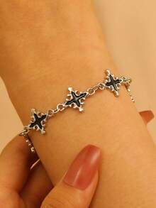 1 件男士朋克风格十字架复古手链，新款时尚高品质多功能生日/订婚礼物，适合日常佩戴 - 彩色 - 查看 4