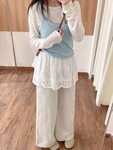 1件芭蕾舞风格蕾丝中长裙，多功能迷你裙，多层设计，可遮盖臀部和裙摆 - 彩色 - 查看 7