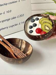 2个椰子壳碗，创意食品容器，水果沙拉/奶昔/甜点碗圣诞礼物，适用于冰沙、户外、沙滩用品、学校用品 - 彩色 - 查看 6