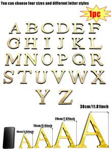 1 Piece 3D Acrylic Mirror Letter Art Wall Sticker - Light And Shadow Intertwined Space Aesthetic Symbol, Gold/Silver/Black/Rose Gold Oversized Letters Self-Adhesive Home Decorative Letter Logo Art Sticker, Artistic 3D Thickened Acrylic Mirror Letters Wall Sticker (3.93/5.9/7.87/11.81 Inches)