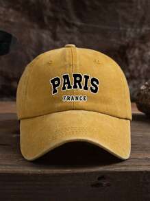 1pc Unisex Outdoor Casual Fashion PARIS Print Slogan Soft Adjustable Size Baseball Cap, Suitable For Daily Wear